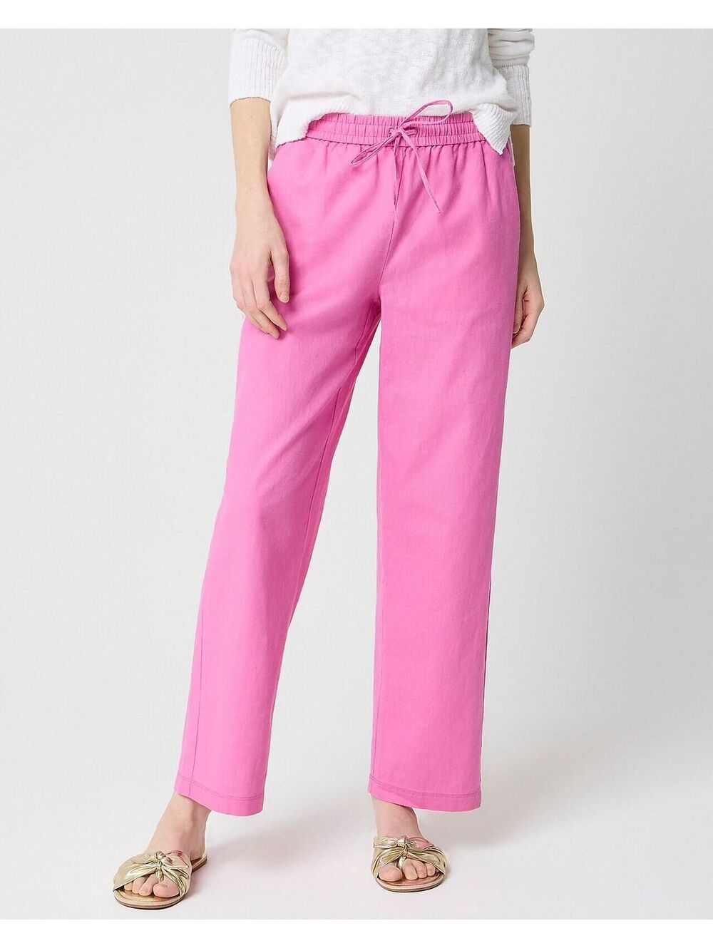 NWT J Crew Factory Linen-Blend Slim Wide-Leg Drawstring Pant - Size 12 -MSRP $98